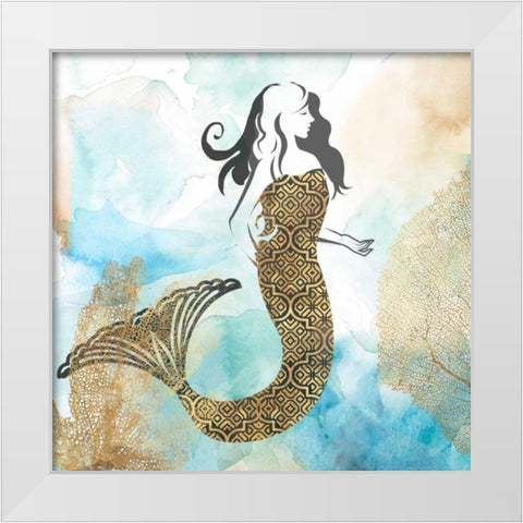 Mermaid I White Modern Wood Framed Art Print by PI Galerie