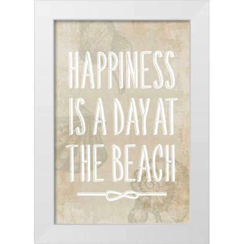 Happiness is a day at the Beach White Modern Wood Framed Art Print by PI Galerie