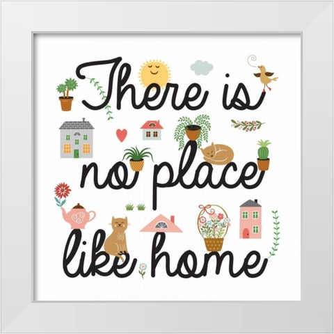 No Place Like Home White Modern Wood Framed Art Print by PI Galerie
