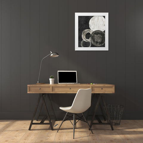 Black Rings White Modern Wood Framed Art Print by PI Galerie