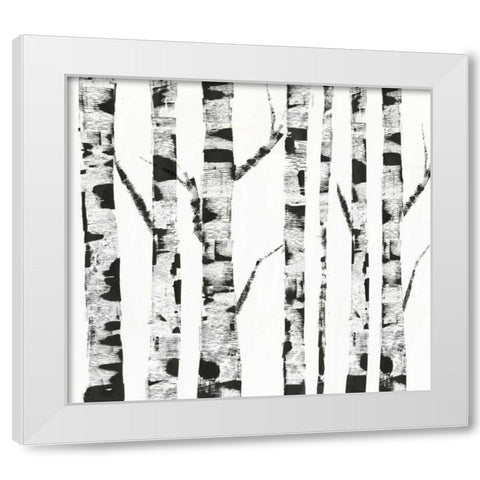 White Birch White Modern Wood Framed Art Print by PI Galerie