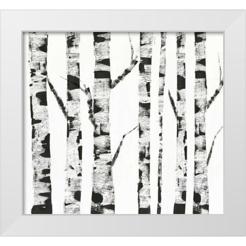 White Birch White Modern Wood Framed Art Print by PI Galerie
