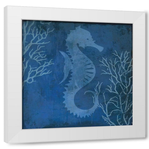 Navy Sea horse White Modern Wood Framed Art Print by PI Studio