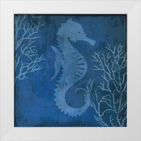 Navy Sea horse White Modern Wood Framed Art Print by PI Studio