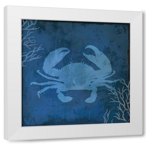 Navy Sea Crab White Modern Wood Framed Art Print by PI Studio