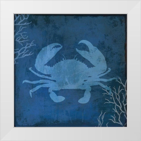 Navy Sea Crab White Modern Wood Framed Art Print by PI Studio