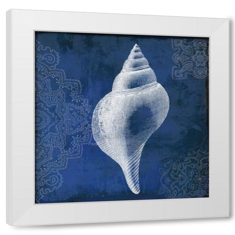 Navy Shell I White Modern Wood Framed Art Print by PI Studio