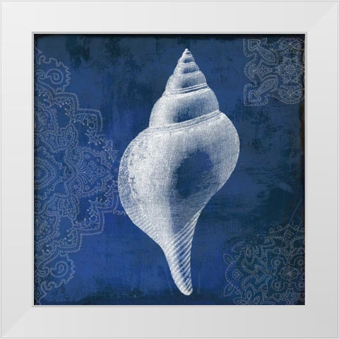 Navy Shell I White Modern Wood Framed Art Print by PI Studio