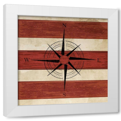 Compass White Modern Wood Framed Art Print by PI Studio