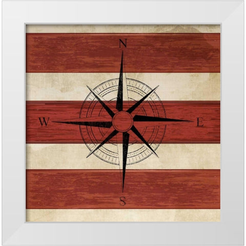 Compass White Modern Wood Framed Art Print by PI Studio