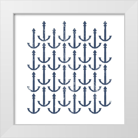 Anchors White Modern Wood Framed Art Print by PI Studio