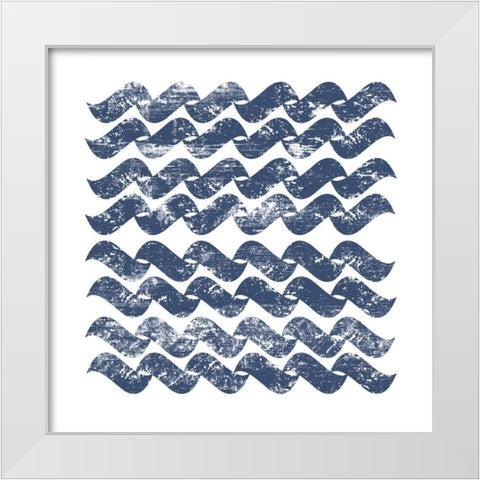 Chevron Waves White Modern Wood Framed Art Print by PI Studio