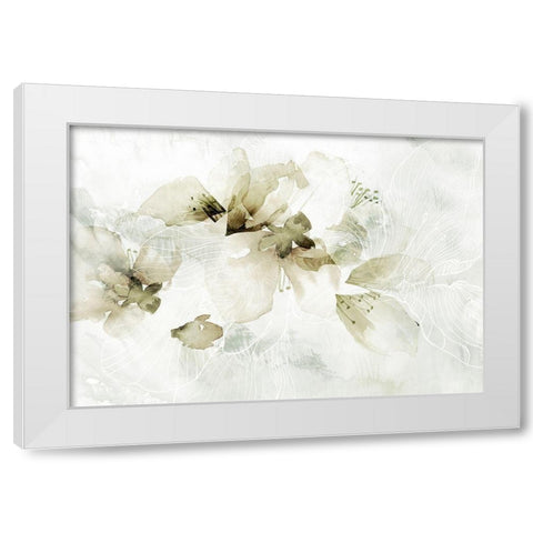 Golden Cherry Blossoms  White Modern Wood Framed Art Print by Collabera, Pamela