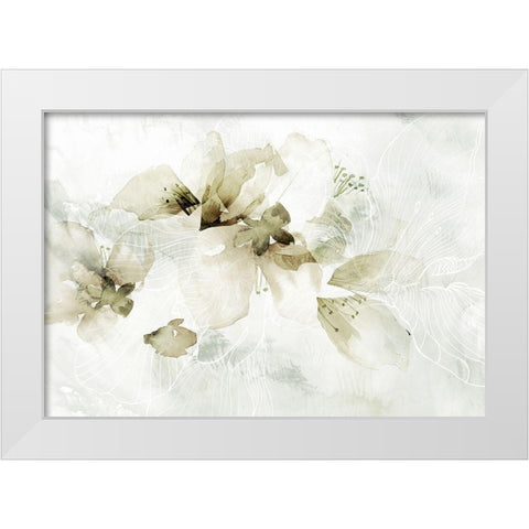 Golden Cherry Blossoms  White Modern Wood Framed Art Print by Collabera, Pamela