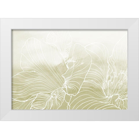 Golden Florals  White Modern Wood Framed Art Print by Collabera, Pamela