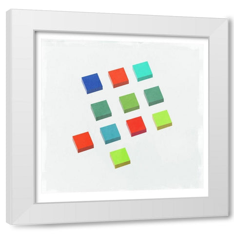 Colour Blocks White Modern Wood Framed Art Print by PI Studio