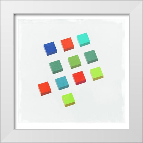 Colour Blocks White Modern Wood Framed Art Print by PI Studio