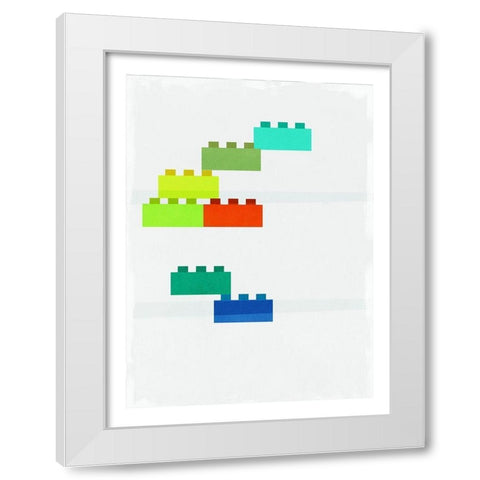 Stacking Blocks White Modern Wood Framed Art Print by PI Studio