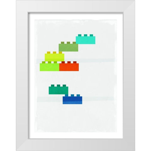 Stacking Blocks White Modern Wood Framed Art Print by PI Studio