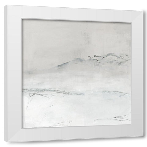 Mountains On A Winter Morning  White Modern Wood Framed Art Print by PI Studio