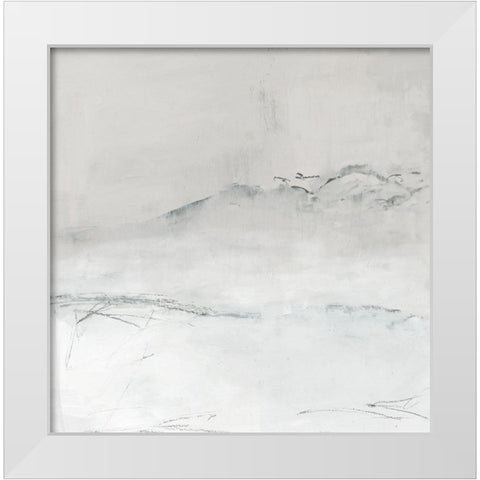 Mountains On A Winter Morning  White Modern Wood Framed Art Print by PI Studio
