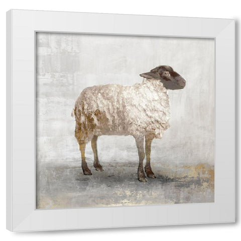 Rustic White Sheep White Modern Wood Framed Art Print by Pi Studio