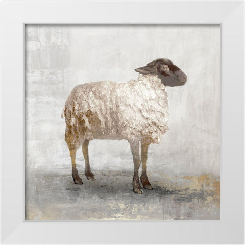 Rustic White Sheep White Modern Wood Framed Art Print by Pi Studio