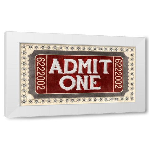 Admit One White Modern Wood Framed Art Print by PI Studio