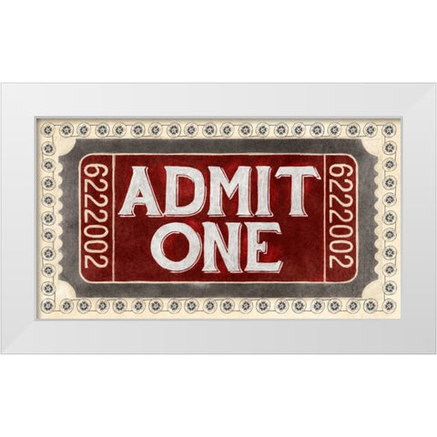 Admit One White Modern Wood Framed Art Print by PI Studio