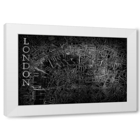 Map London Black White Modern Wood Framed Art Print by PI Studio