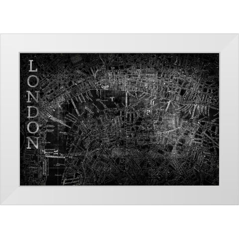 Map London Black White Modern Wood Framed Art Print by PI Studio