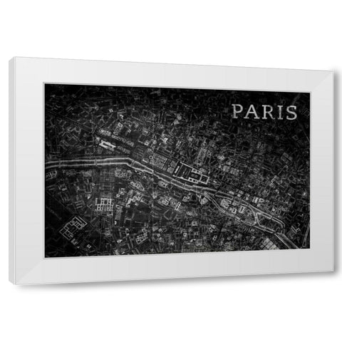 Map Paris Black White Modern Wood Framed Art Print by PI Studio