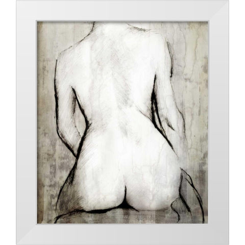 Nude Back White Modern Wood Framed Art Print by PI Studio