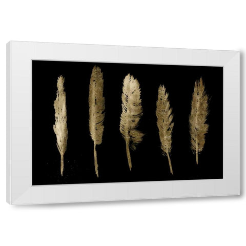 Gold Feathers I White Modern Wood Framed Art Print by PI Studio