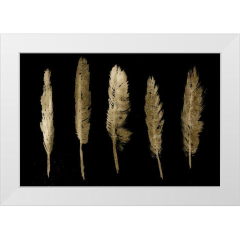 Gold Feathers I White Modern Wood Framed Art Print by PI Studio
