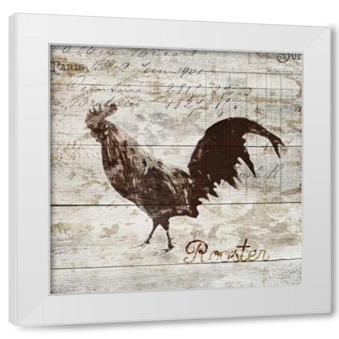 Rooster White Modern Wood Framed Art Print by PI Studio