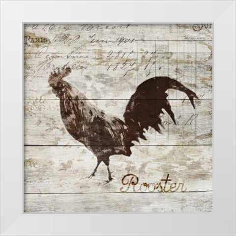 Rooster White Modern Wood Framed Art Print by PI Studio