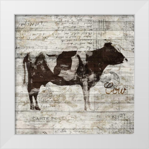 Cow White Modern Wood Framed Art Print by PI Studio