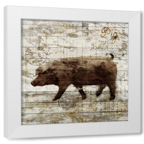 Pig White Modern Wood Framed Art Print by PI Studio