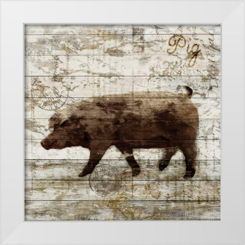 Pig White Modern Wood Framed Art Print by PI Studio