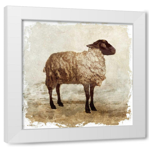 Sheep white border White Modern Wood Framed Art Print by PI Studio