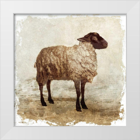 Sheep white border White Modern Wood Framed Art Print by PI Studio