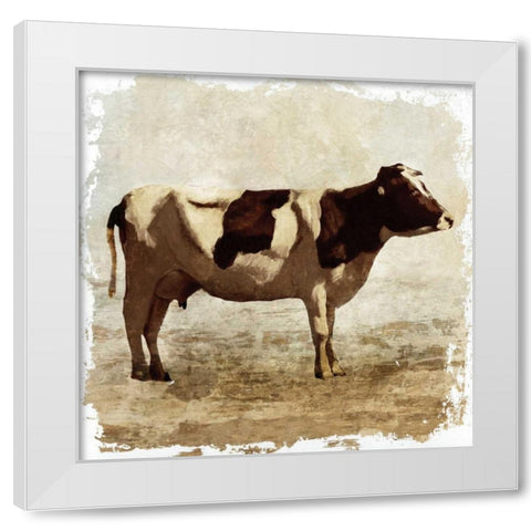 Cow white border White Modern Wood Framed Art Print by PI Studio