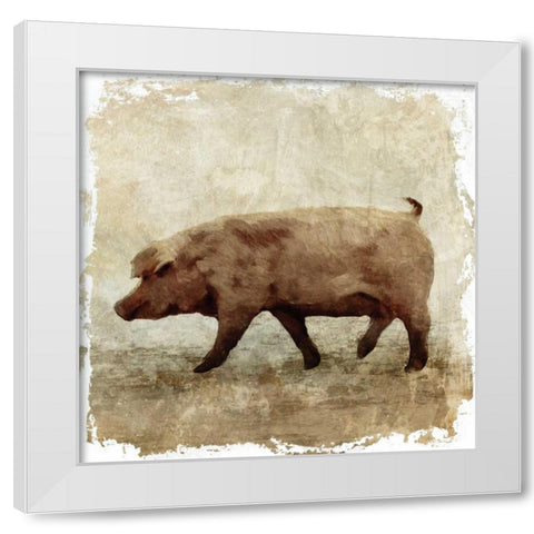 Pig white border White Modern Wood Framed Art Print by PI Studio