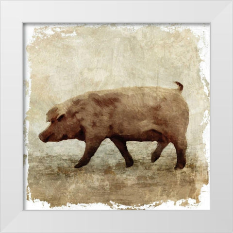 Pig white border White Modern Wood Framed Art Print by PI Studio