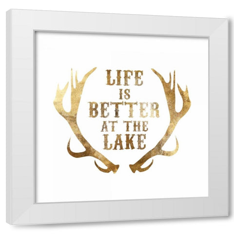 Antlers Life is better at the Lake White Modern Wood Framed Art Print by PI Studio