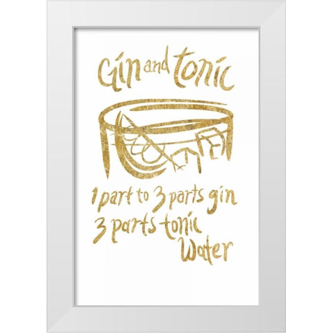 Gin and Tonic gold White Modern Wood Framed Art Print by PI Studio