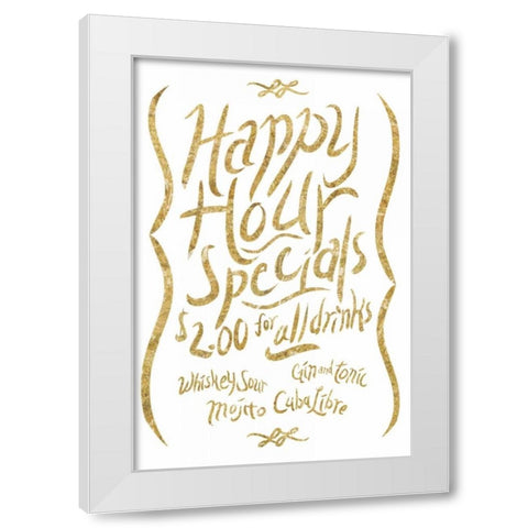 Happy Hour 2 gold White Modern Wood Framed Art Print by PI Studio