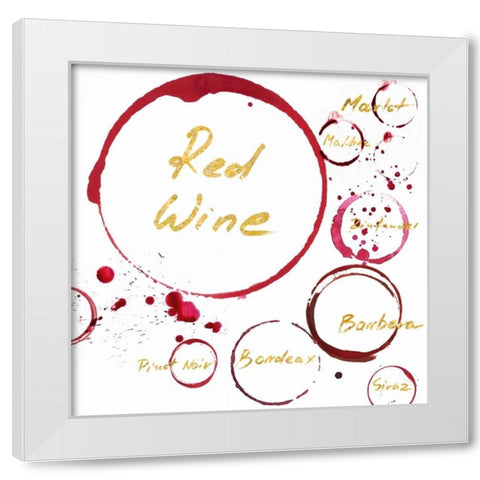 Red Wine Gold White Modern Wood Framed Art Print by PI Studio