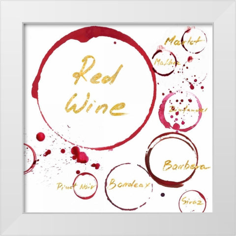 Red Wine Gold White Modern Wood Framed Art Print by PI Studio